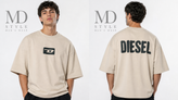 تیشرت لش مردانه کرم دیزل مدل لوگو جلو و پشت