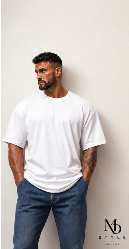 تیشرت سفید باکسر (Boxy Fit) – استایل مدرن و آزاد