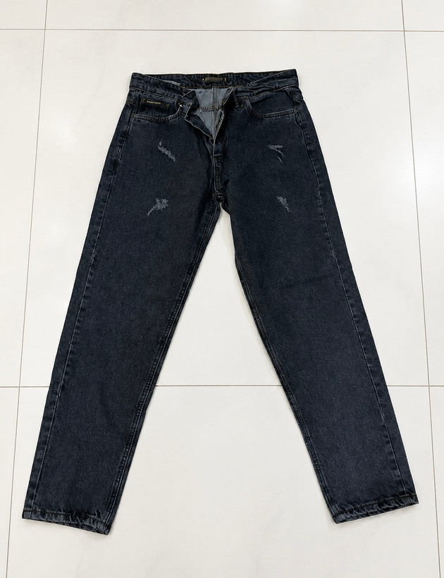 شلوار جین مردانه مامفیت ذغالی زاپدار
