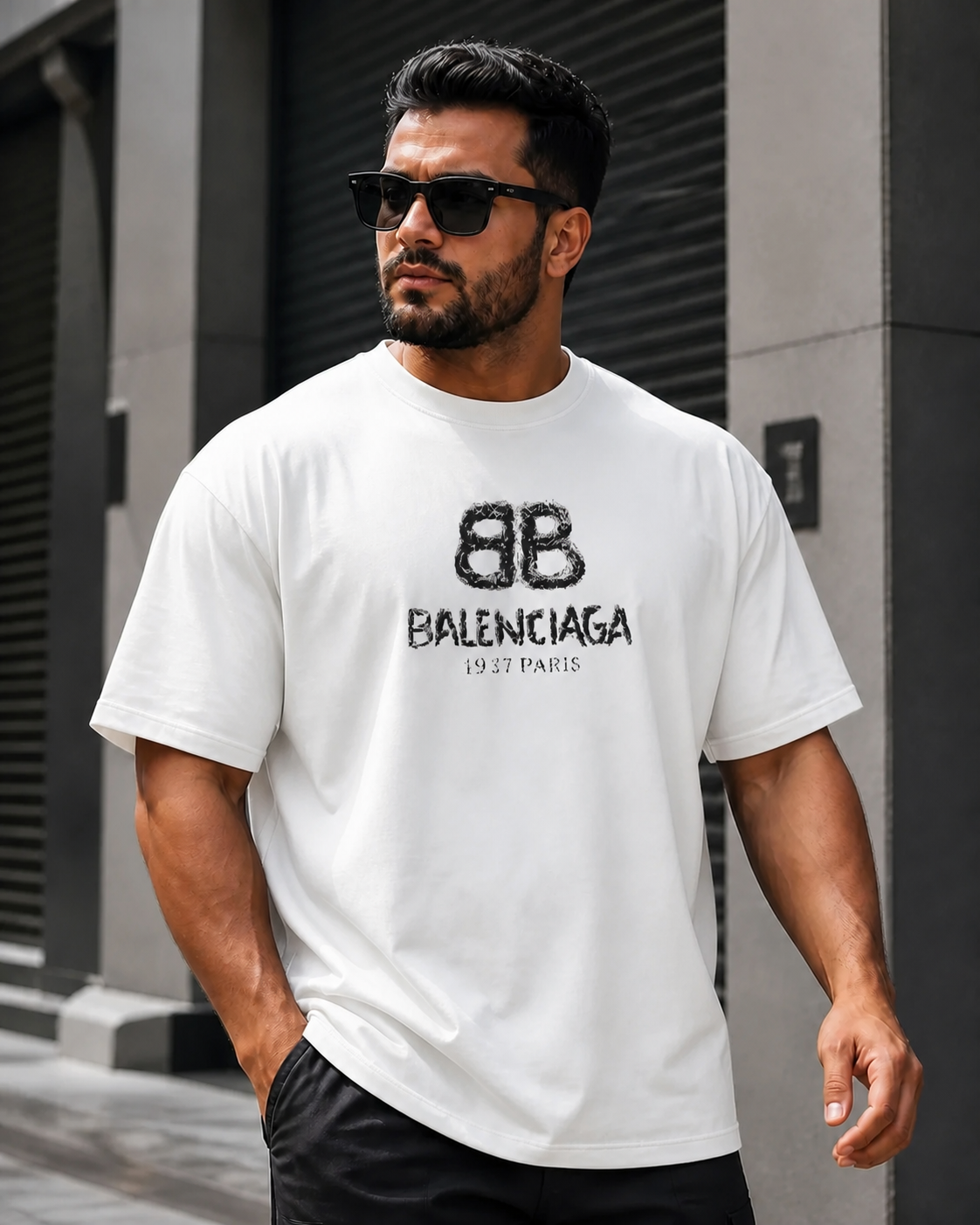 تیشرت اورسایز مردانه بالنسیاگا (Balenciaga) رنگ سفید