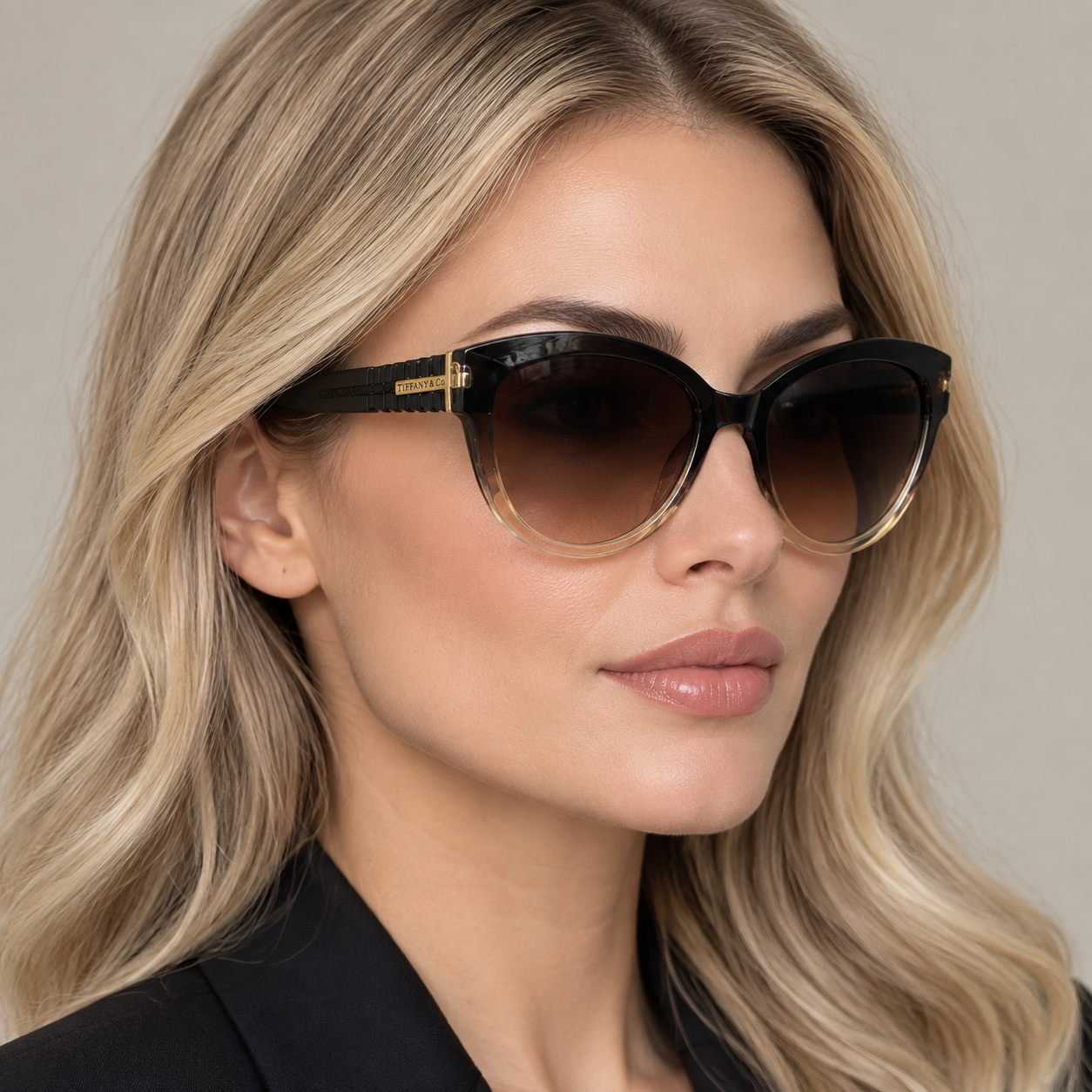 عینک آفتابی زنانه مدل گربه‌ای (Cat-Eye) | فریم گرادیانت مشکی-کهربایی