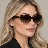 عینک آفتابی زنانه مدل گربهای (Cat-Eye) | فریم گرادیانت مشکی-کهربایی
