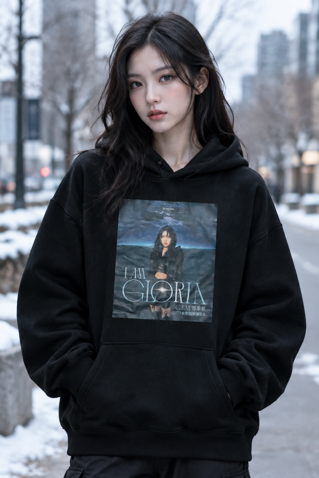 هودی اسپرت زنانه و مردانه طرح گرافیکی I AM GLORIA-کد23