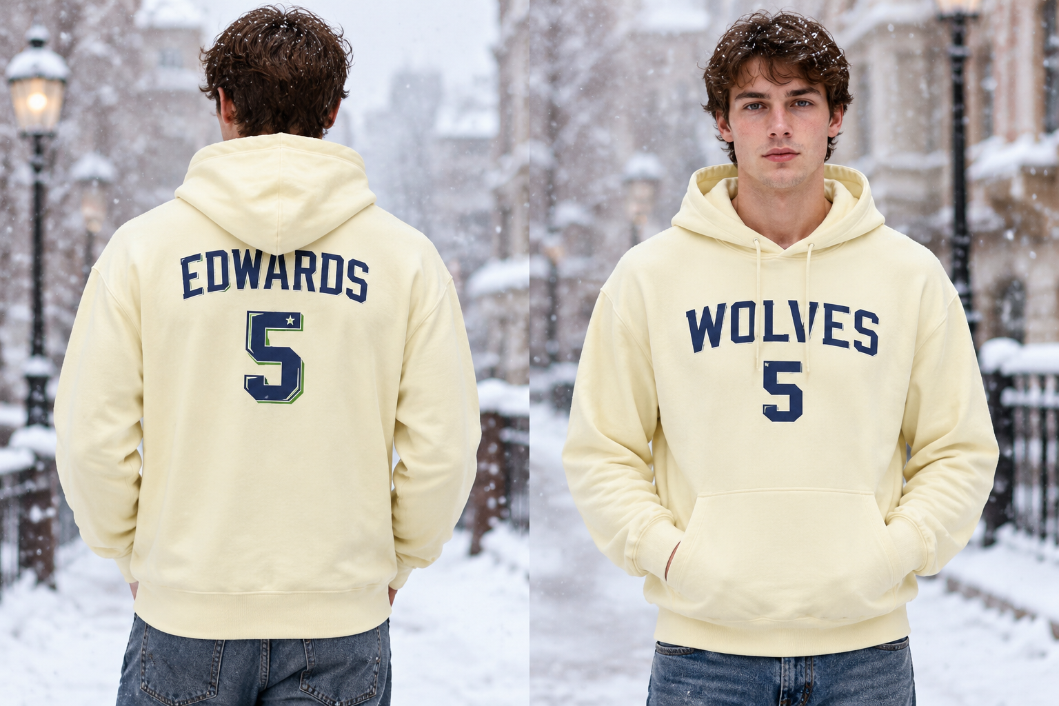 هودی بسکتبالی NBA لش طرح گرگ‌ها Wolves 5 ادواردز وارداتی - اسپرت Unisex-کد۱۰۸